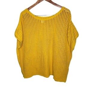 Old Navy mustard yellow knitted crochet plus size shirt sleeve top shirt xxl